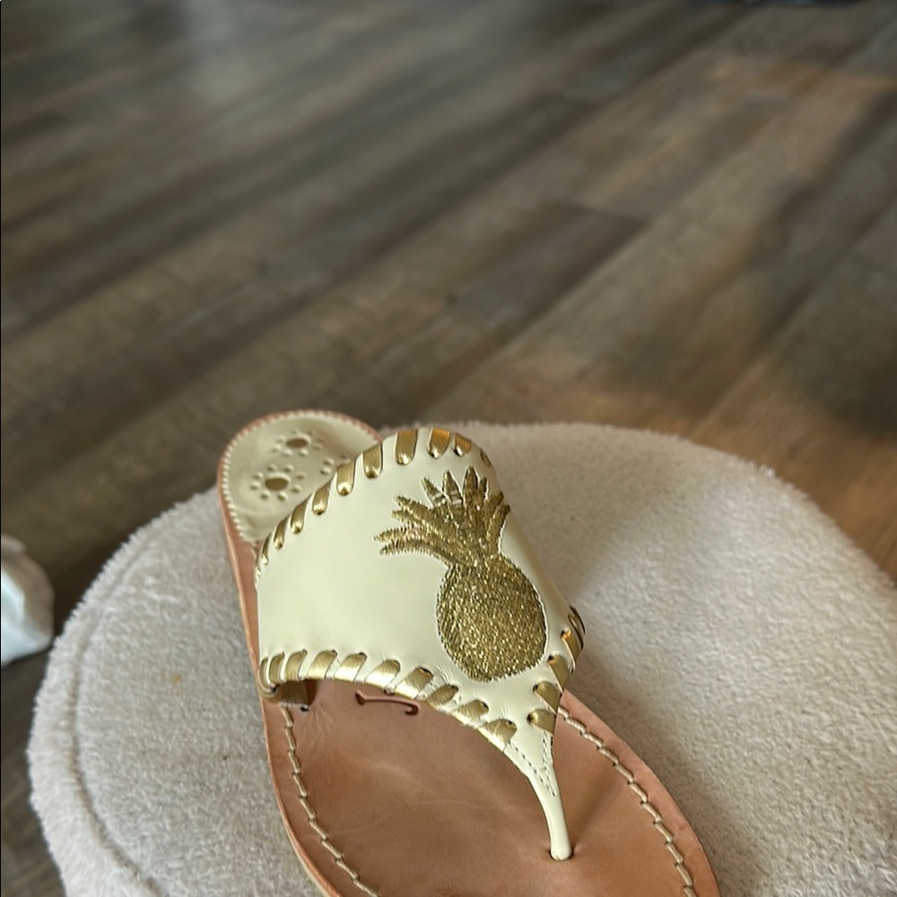 Jack Rogers Bone and Gold Sandals